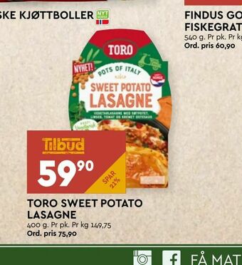 Coop Mega Toro sweet potato lasagne tilbud