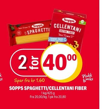 Coop Extra Sopps spaghetti/cellentani fiber tilbud