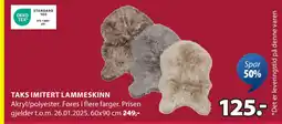 JYSK TAKS IMITERT LAMMESKINN tilbud