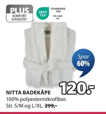 JYSK NITTA BADEKÅPE tilbud
