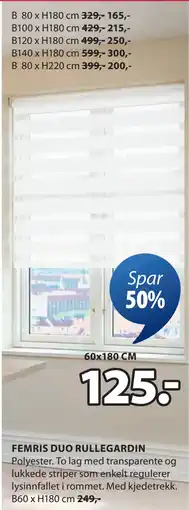 JYSK FEMRIS DUO RULLEGARDIN tilbud