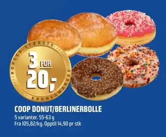 Coop Obs COOP DONUT/BERLINERBOLLE tilbud