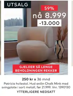 Skeidar Patricia hvilestol tilbud