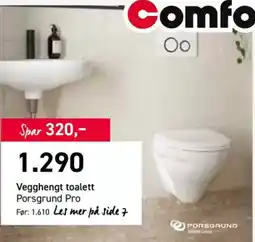 Comfort Vegghengt toalett Porsgrund Pro tilbud