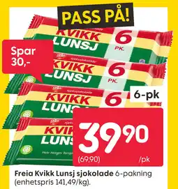 Rusta Freia Kvikk Lunsj sjokolade tilbud
