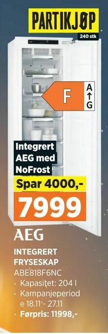 POWER Integrert fryseskap tilbud