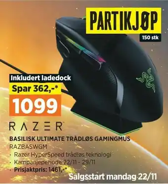 POWER Basilisk ultimate trådløs gamingmus tilbud
