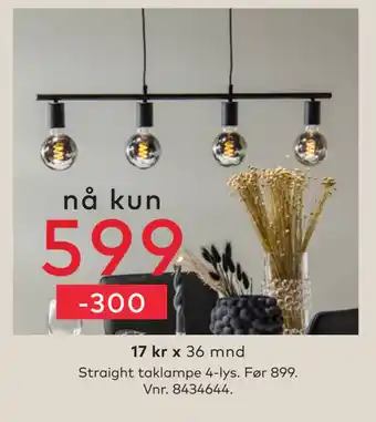 Skeidar Straight taklampe 4-lys tilbud