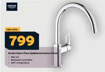 Megaflis GROHE Start Flow kjøkkenarmatur krom tilbud