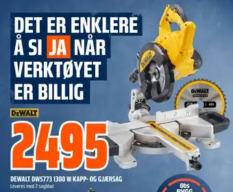 Obs Bygg DEWALT DWS773 1300 W KAPP- OG GJÆRSAG tilbud