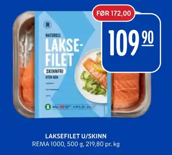 Rema 1000 LAKSEFILET U/SKINN tilbud