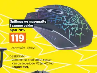 POWER Gamingmus med optisk sensor tilbud