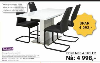 Bord med 4 stoler