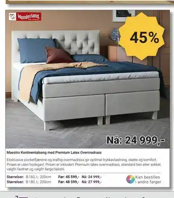 A-Møbler Maestro Kontinentalseng med Premium Latex Overmadrass tilbud