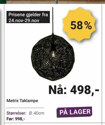 A-Møbler Metrix Taklampe tilbud