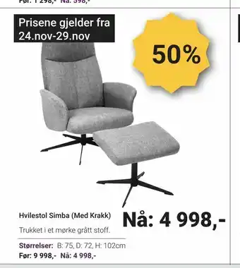 Hvilestol Simba (Med Krakk)