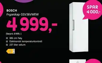 ELON Fryseskap GSV36VWEW tilbud