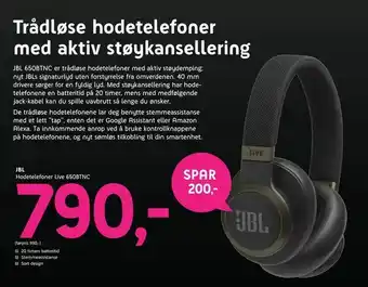 ELON Jbl Hodetelefoner Live 650BTNC tilbud