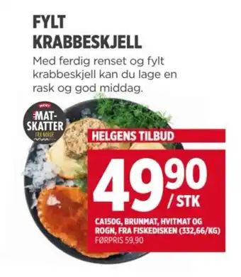 Meny Fylt krabbeskjell tilbud