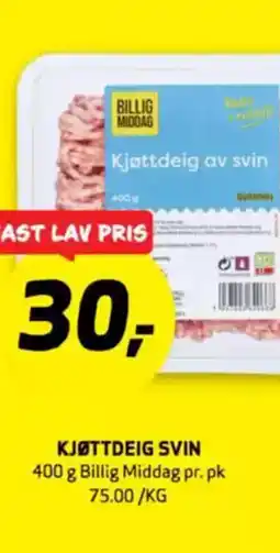 Bunnpris BILLG MIDDAG Kjøttdeig svin tilbud