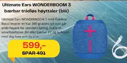 Elkjøp Ultimate Ears WONDERBOOM 3 bærbar trådløs høyttaler (blå) tilbud