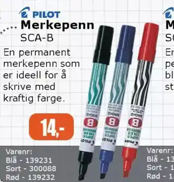 Kontorspar PILOT Merkepenn SCA-B tilbud