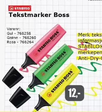 Kontorspar Tekstmarker Boss tilbud