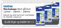 Kontorspar Merketape Sort på hvit 12mm 18mm - 24mm tilbud