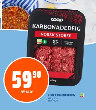 Coop Obs COOP KARBONADEDEIG tilbud