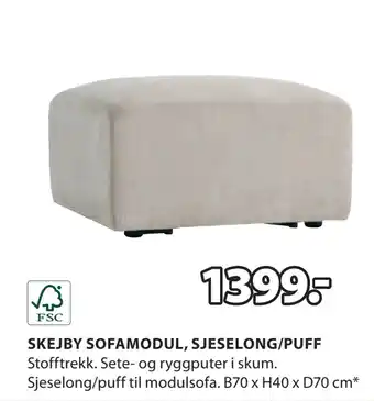 JYSK SKEJBY SOFAMODUL, SJESELONG/PUFF tilbud