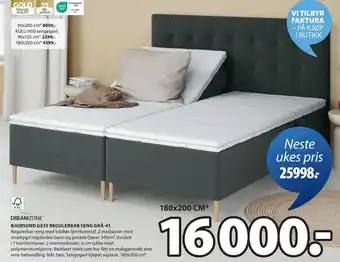JYSK BJORSUND GE35 REGULERBAR SENG GRÅ-41 tilbud
