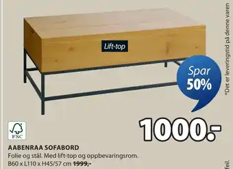 JYSK AABENRAA SOFABORD tilbud