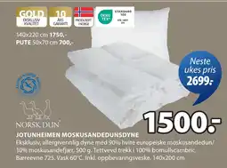 JYSK JOTUNHEIMEN MOSKUSANDEDUNSDYNE tilbud