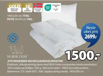 JYSK JOTUNHEIMEN MOSKUSANDEDUNSDYNE tilbud