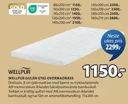 JYSK WELLPUR GULEN GT65 OVERMADRASS tilbud