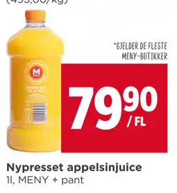 Meny Nypresset appelsinjuice tilbud