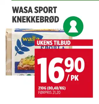 Meny WASA SPORT KNEKKEBRØD tilbud