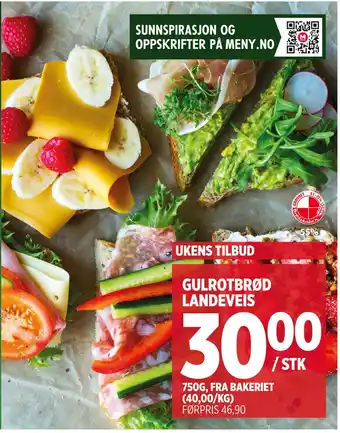 Meny GULROTBRØD LANDEVEIS tilbud