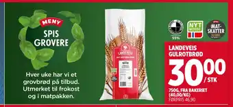 Meny LANDEVEIS GULROTBRØD tilbud