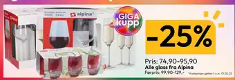 Gigaboks Alle glass fra Alpina tilbud