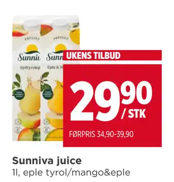 Meny Sunniva juice tilbud