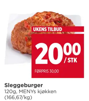 Meny Sleggeburger tilbud