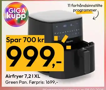 Gigaboks Airfryer 7,2 l XL tilbud