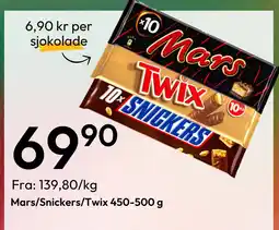 Gigaboks Mars/Snickers/Twix 450-500 g tilbud