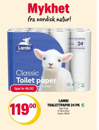 Coop Extra LAMBI TOALETTPAPIR 24 PK tilbud