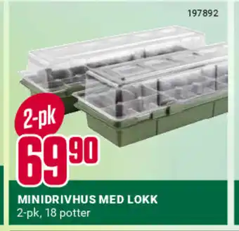 Europris Minidrivhus med lokk 2-pk, 18 potter tilbud