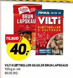 Bunnpris Vilti kjøttboller og gilde brun lapskaus tilbud