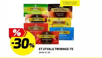 Bunnpris Et utvalg twinings-te poser pr. pk tilbud