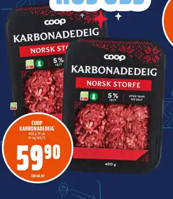 Coop Obs COOP KARBONADEDEIG tilbud