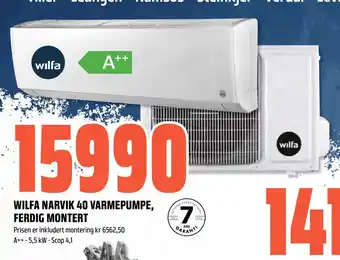 Coop Obs WILFA NARVIK 40 VARMEPUMPE, FERDIG MONTERT tilbud